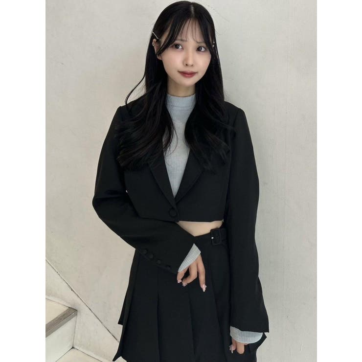 ブラック | テーラードショートジャケット（セットアップ可能） | EATME