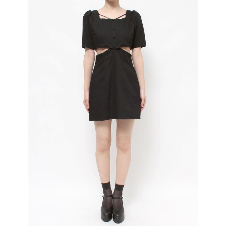 AJE. カットアウト ミニワンピース タック入り【関税なし】 カットアウトミニワンピース[品番：MKSW0055696]｜EATME
