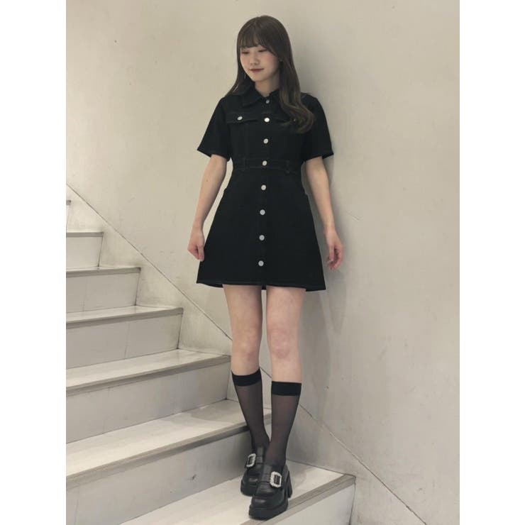 ガーター付きデニムワンピース セール】ガーター付きデニムワンピース（ワンピース）｜EATME