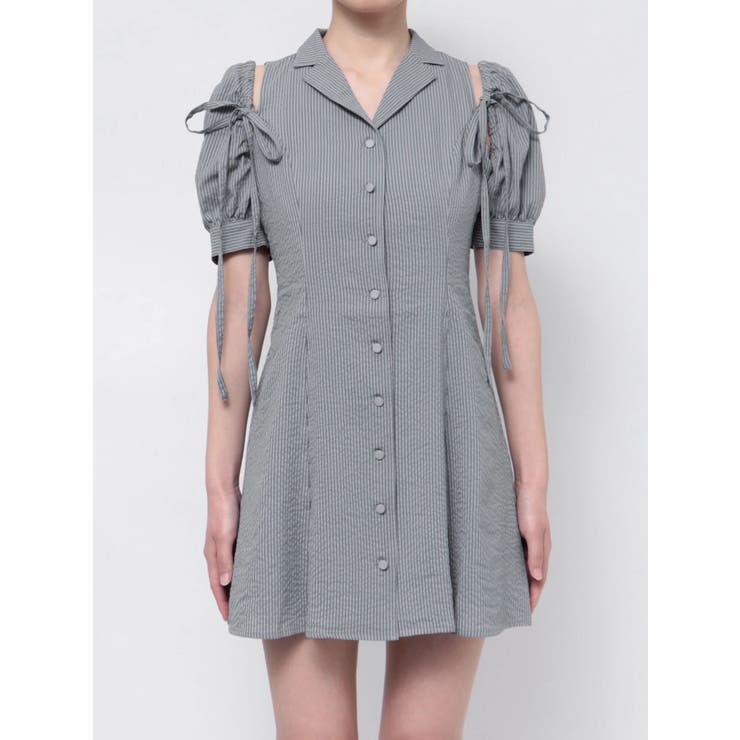 オープンカラーミニワンピース[品番：MKSW0056642]｜EATME