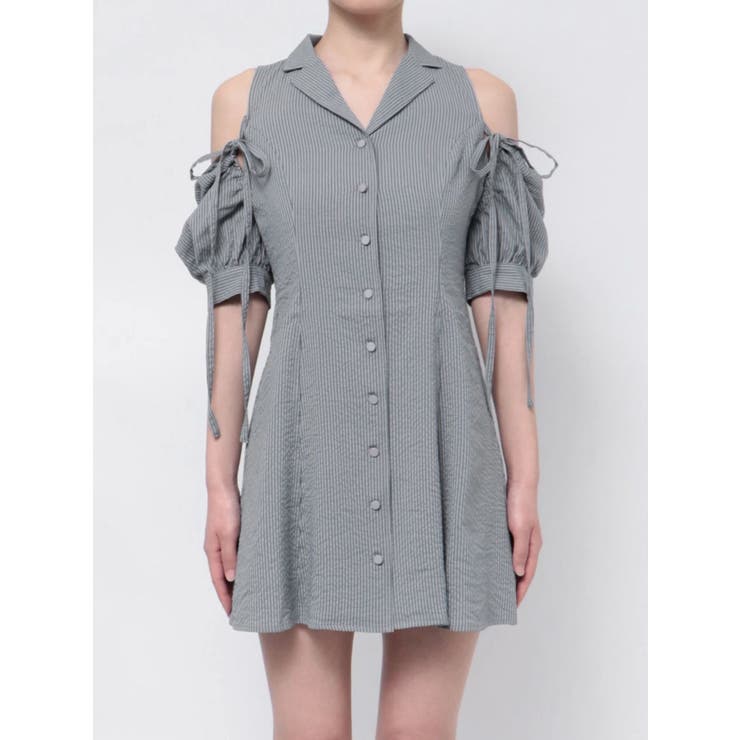 新作 EATME オープンカラーワンピースグレー オープンカラーワンピース（ワンピース）｜EATME（イートミー