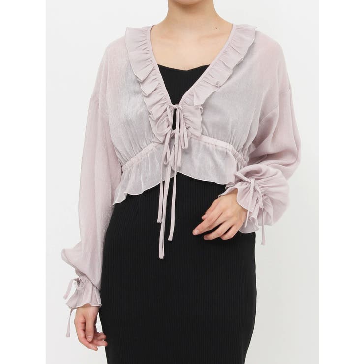 グレー | リボンフリルペプラムTOP | EATME