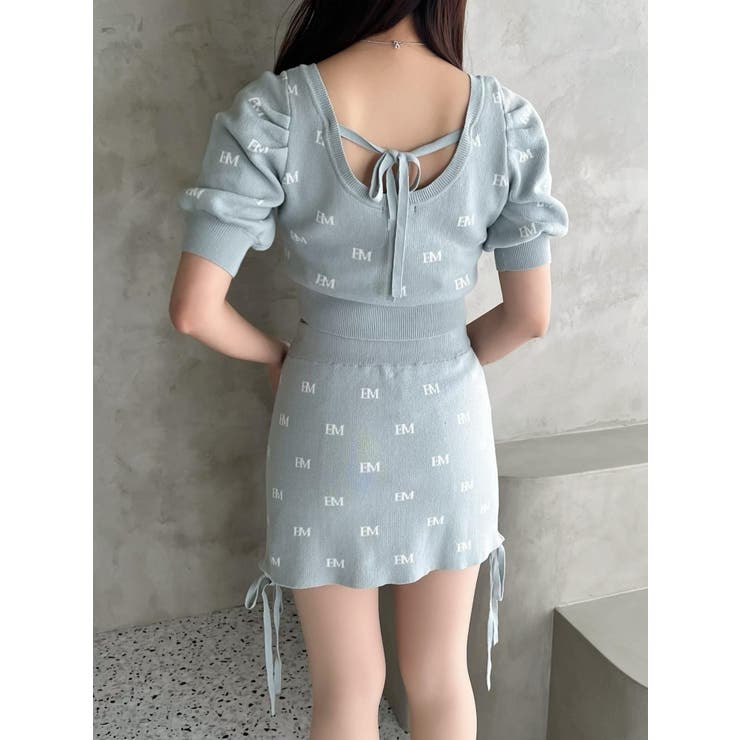 EATME ロゴ入りニットトップス スカート セットアップ