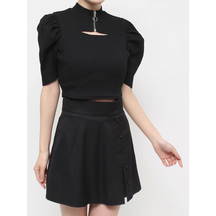 セール】カットアウトショルダーリブTOP（Tシャツ/カットソー