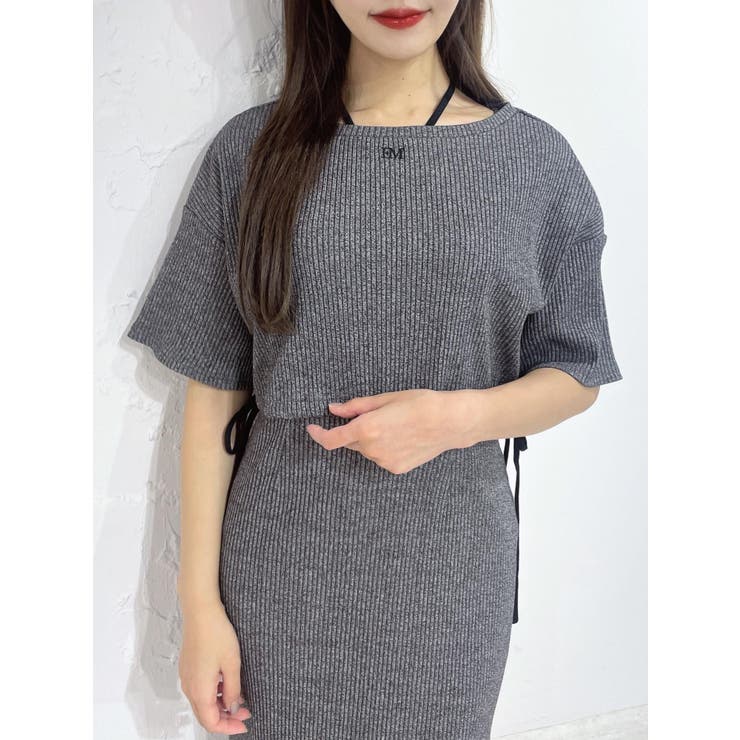 グレー | 刺繍入りドロストリブTOP（セットアップ可能） | EATME