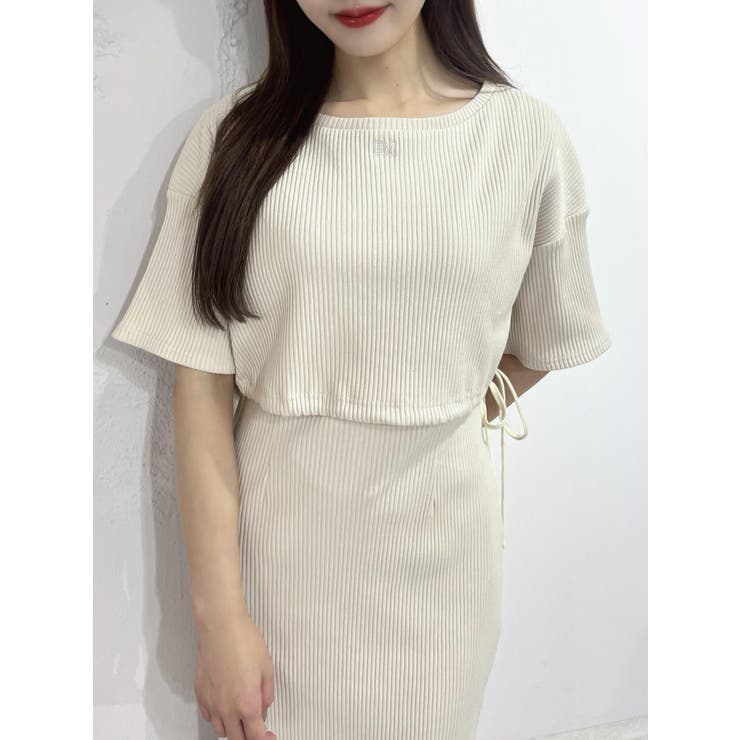 ベージュ | 刺繍入りドロストリブTOP（セットアップ可能） | EATME