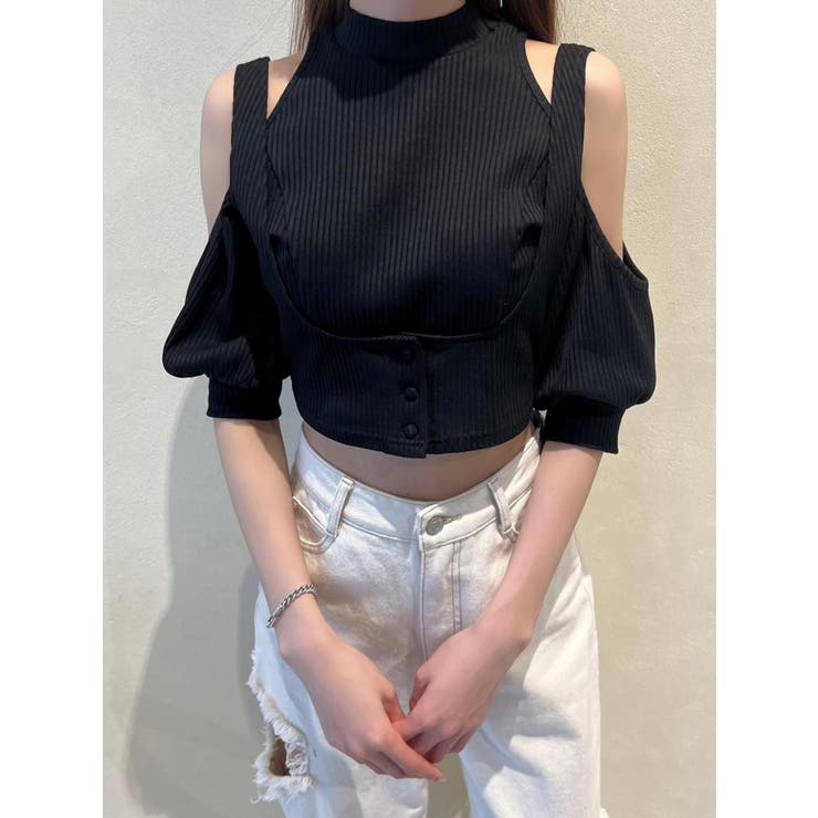 カットショルダーレイヤードリブTOP[品番：MKSW0056947]｜EATME