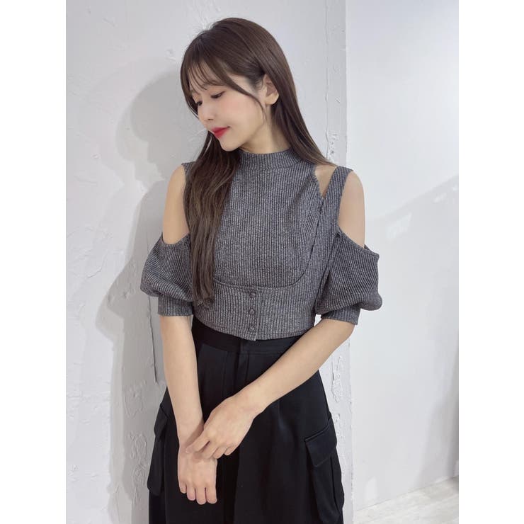 カットショルダーレイヤードリブTOP[品番：MKSW0056947]｜EATME