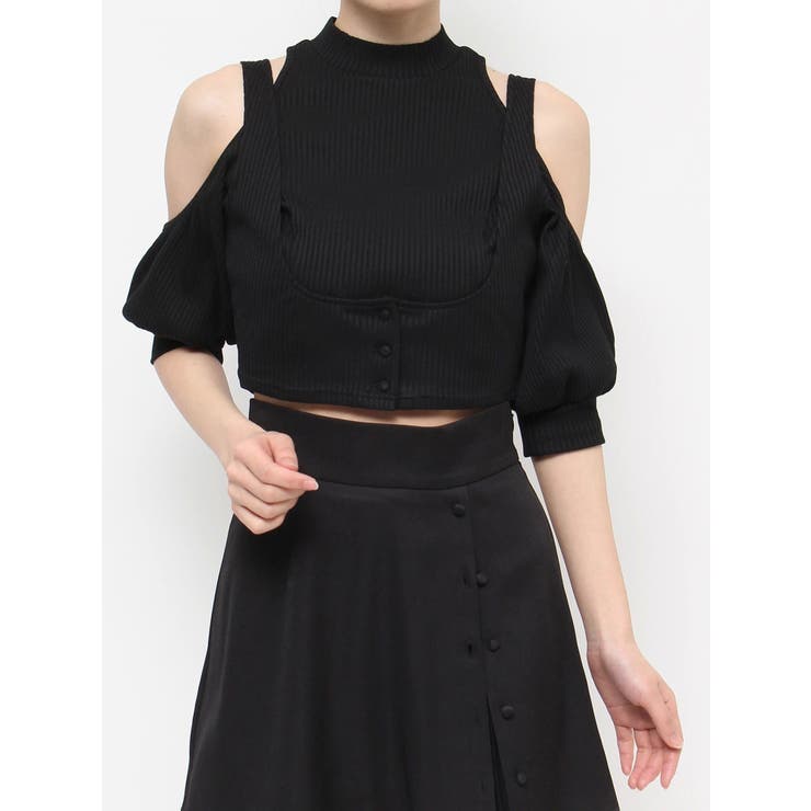 EATME カットショルダー　レイヤード　リブ　TOP EATME（イートミー）の「カットショルダーレイヤードリブTOP（T