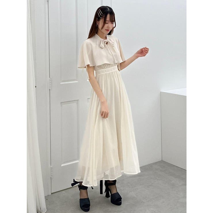 アイボリー | ケープ付きカットアウトワンピース | EATME