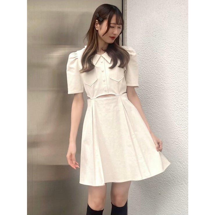 アイボリー | カットアウトタックワンピース | EATME