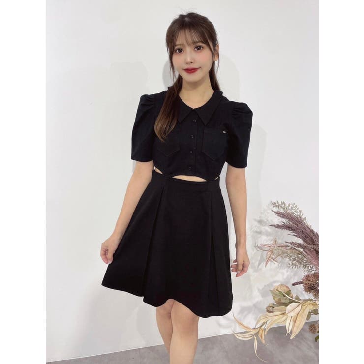 ブラック | カットアウトタックワンピース | EATME