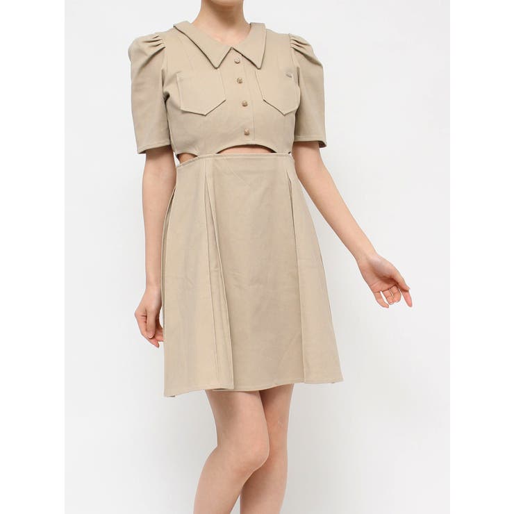 ベージュ | カットアウトタックワンピース | EATME