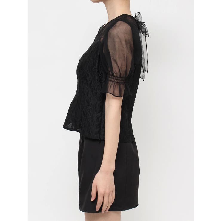 Vネックチュールコンビブラウス | EATME | 詳細画像10 