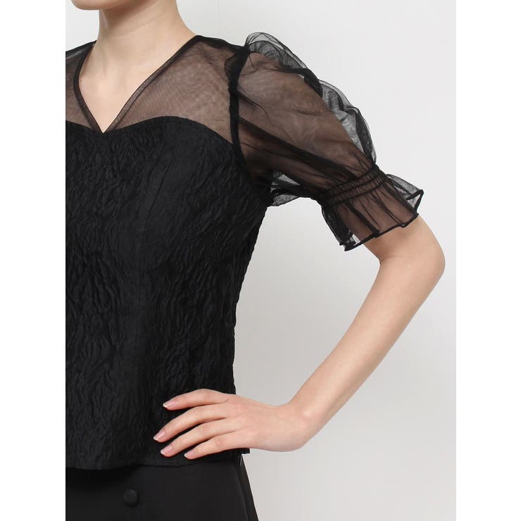 Vネックチュールコンビブラウス | EATME | 詳細画像13 