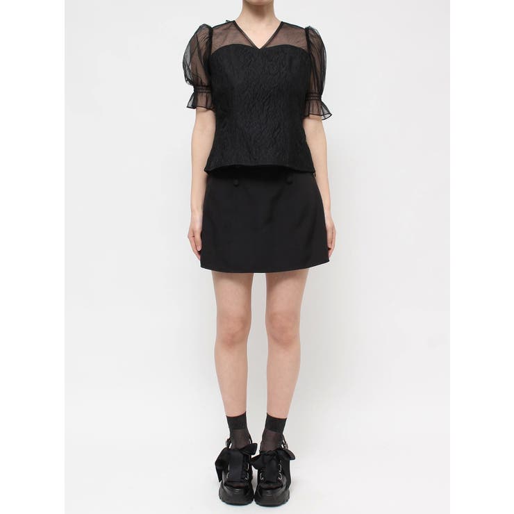 Vネックチュールコンビブラウス | EATME | 詳細画像16 