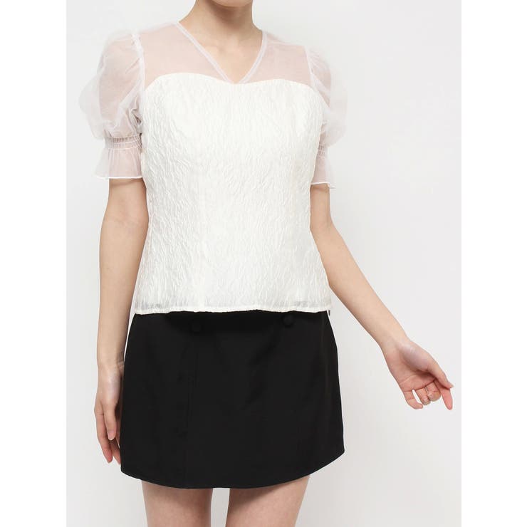 Vネックチュールコンビブラウス | EATME | 詳細画像19 