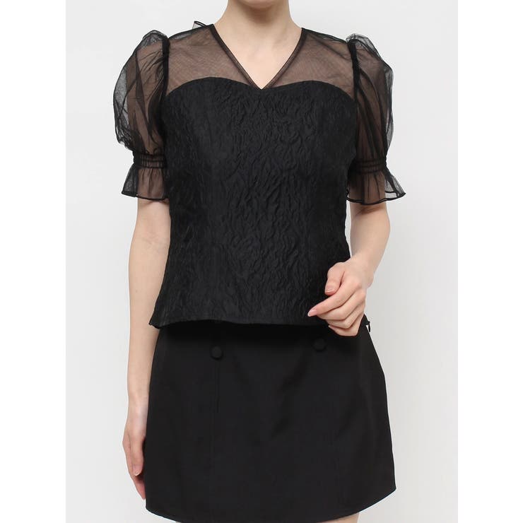 Vネックチュールコンビブラウス | EATME | 詳細画像20 