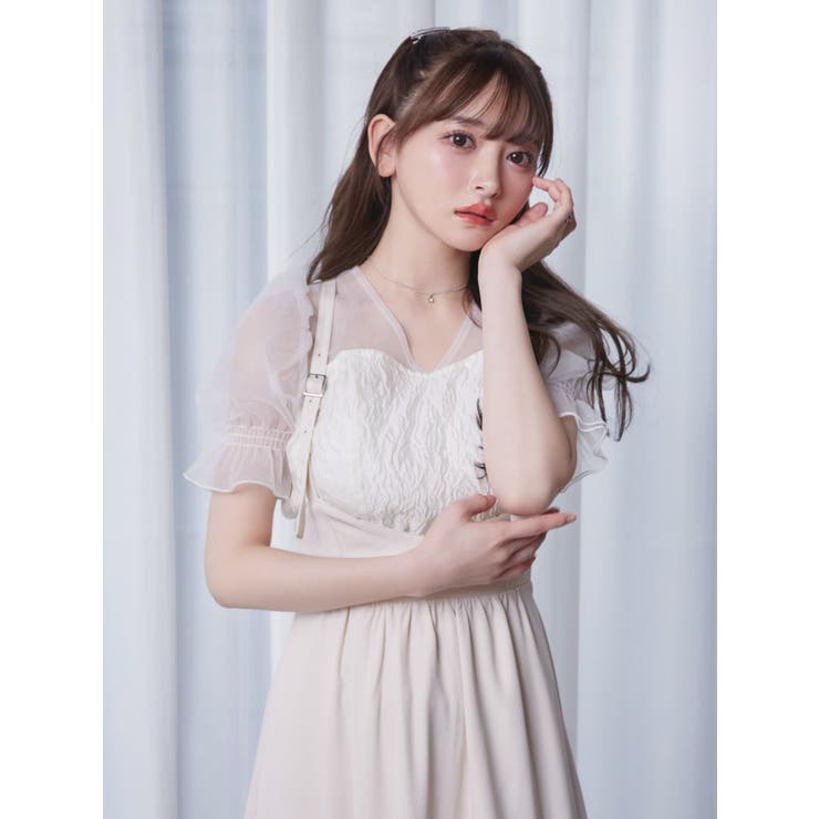 Vネックチュールコンビブラウス | EATME | 詳細画像5 