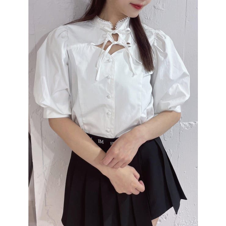 ダブルリボンデコルテブラウス[品番：MKSW0057908]｜EATME