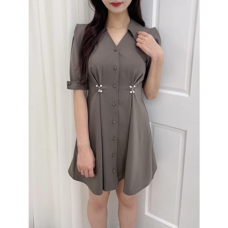 ブラウン | オープンカラーワンピース | EATME