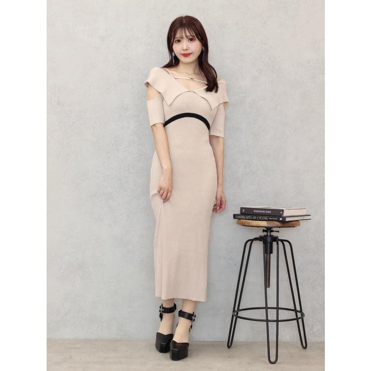 アイボリー | ビッグカラーニットワンピース | EATME