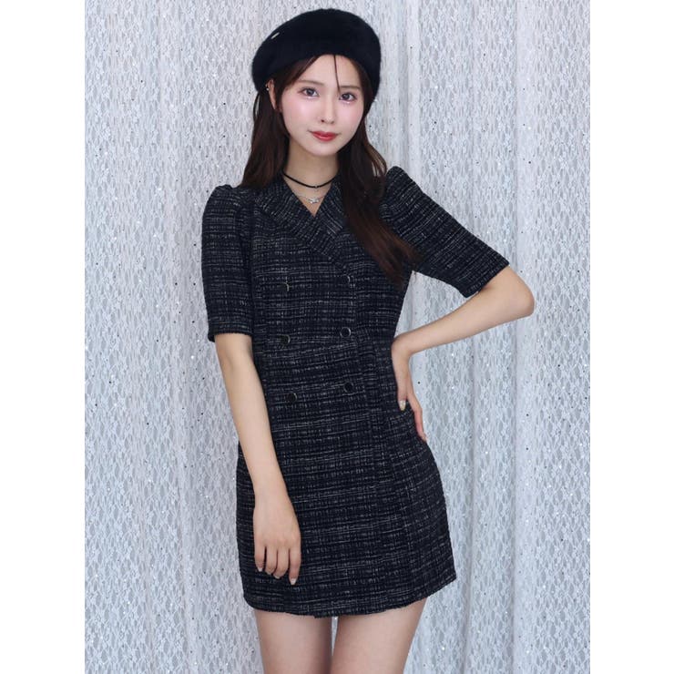 ブラック | テーラードカラーミニワンピース | EATME