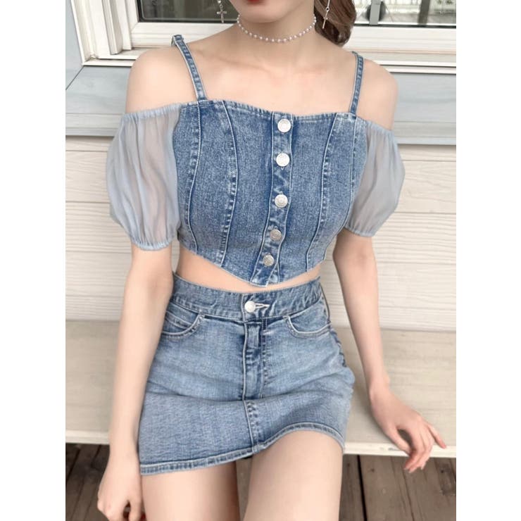 EATME デニムビスチェ レースアップデニムパンツ　セット イートミー EATME レースアップデニムパンツ（セットアップ可能