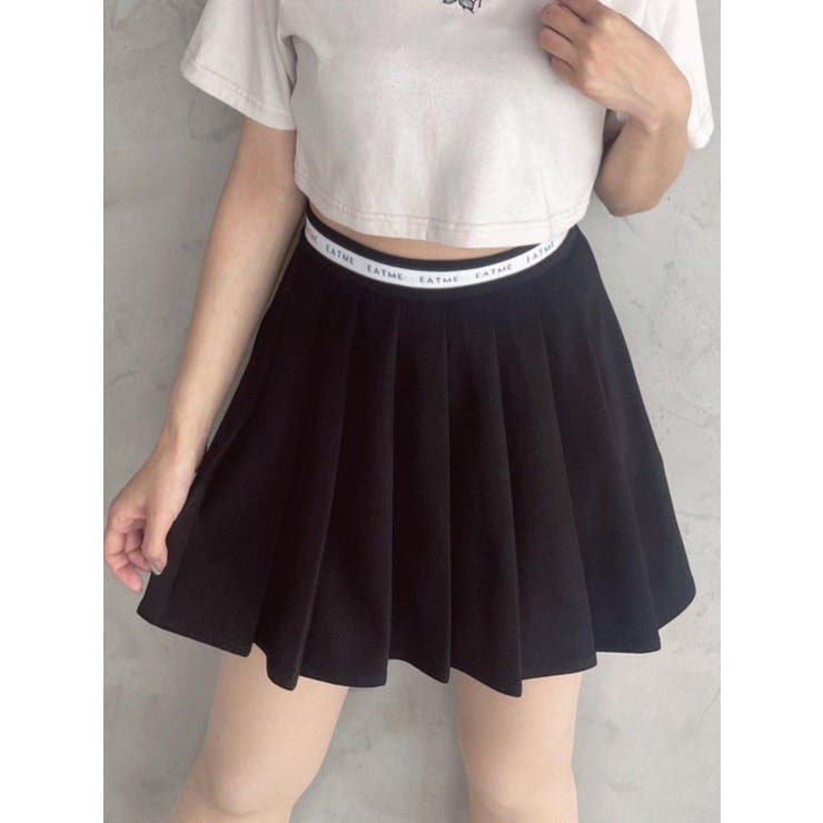 ブラック | ウエストロゴプリーツスカート | EATME