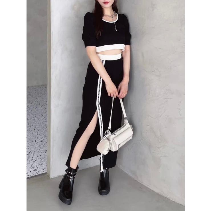 バイカラータイトスカート（セットアップ可能） | EATME | 詳細画像5 