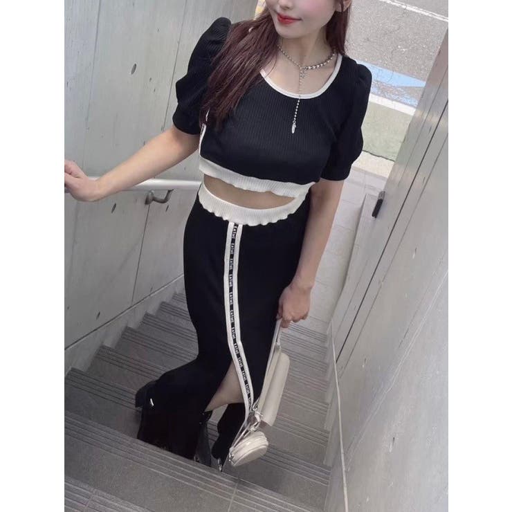 バイカラータイトスカート（セットアップ可能） | EATME | 詳細画像7 