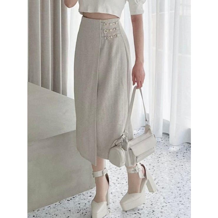 ベージュ | トリブルバックルタイトスカート | EATME