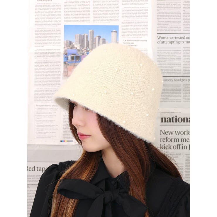 パール付シャギーバケットハット | EATME | 詳細画像1 