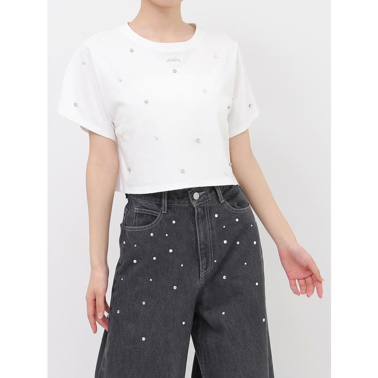 パールストーン付クロップドTシャツ | EATME | 詳細画像20 