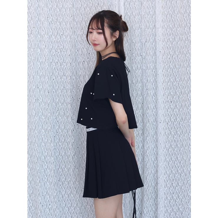 パールストーン付クロップドTシャツ | EATME | 詳細画像3 