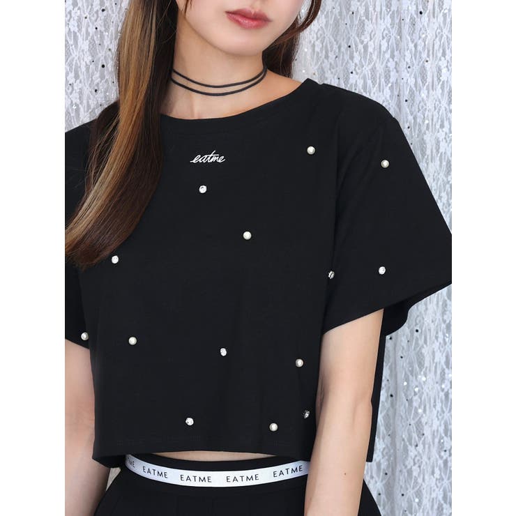 パールストーン付クロップドTシャツ | EATME | 詳細画像6 