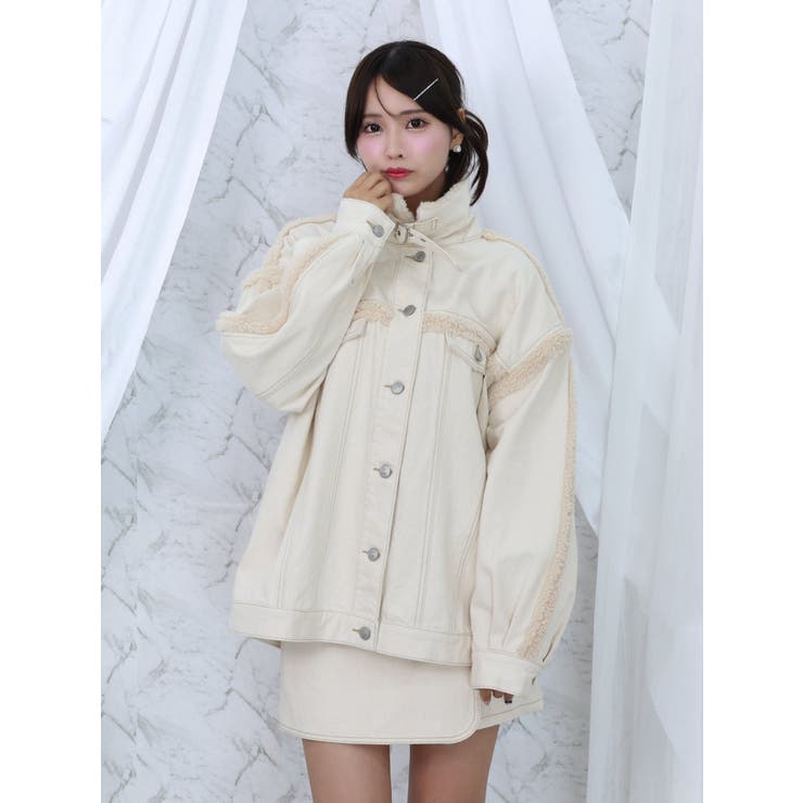 デニムフェイクファージャケット（セットアップ可能）[品番