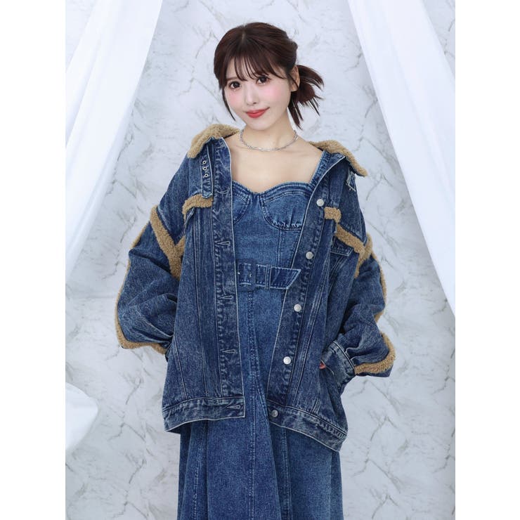 デニムフェイクファージャケット（セットアップ可能） | EATME | 詳細画像18 