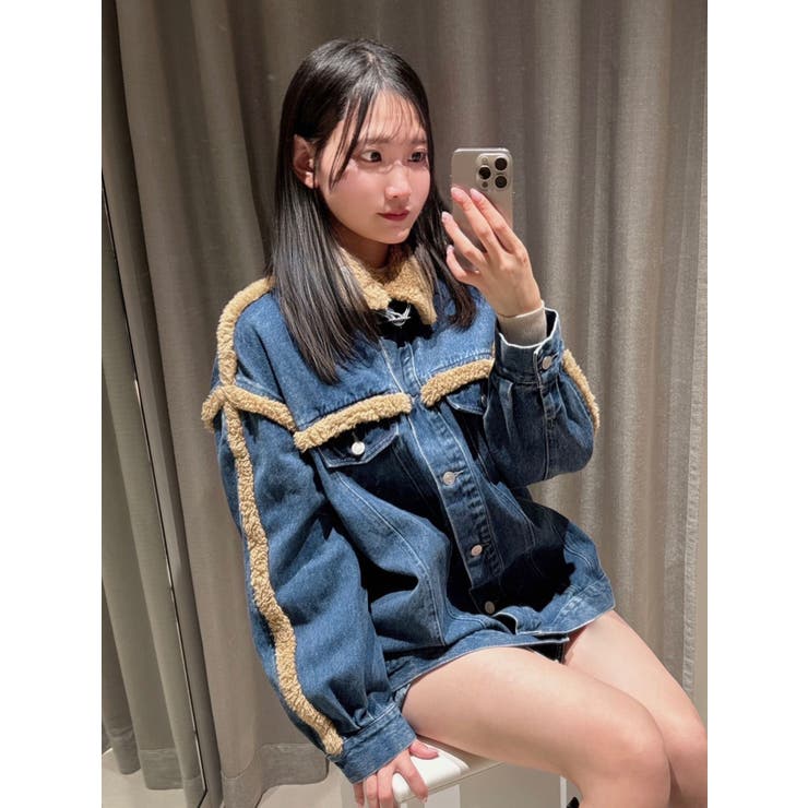 デニムフェイクファージャケット（セットアップ可能） | EATME | 詳細画像28 