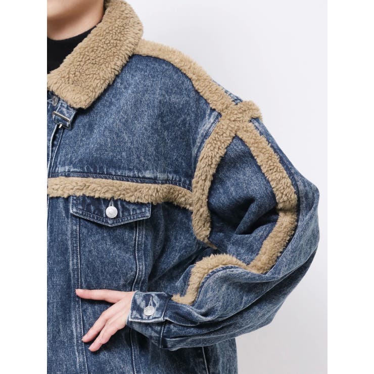 デニムフェイクファージャケット（セットアップ可能） | EATME | 詳細画像36 