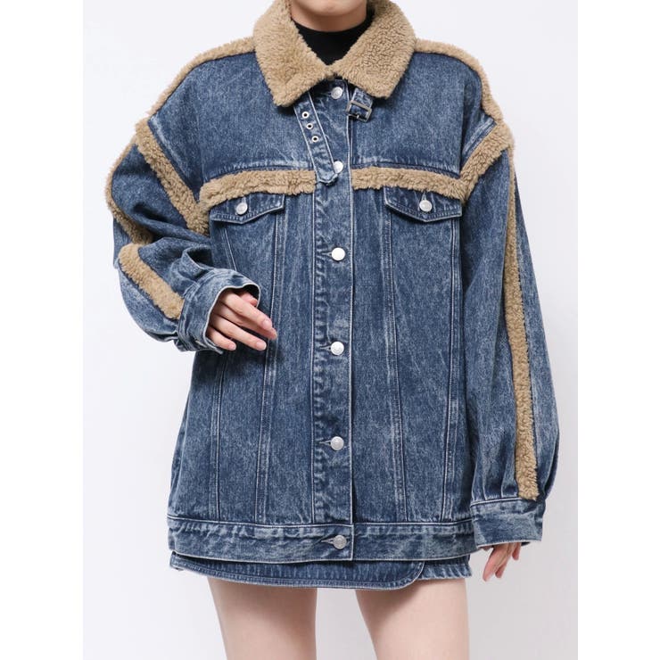 デニムフェイクファージャケット（セットアップ可能）[品番