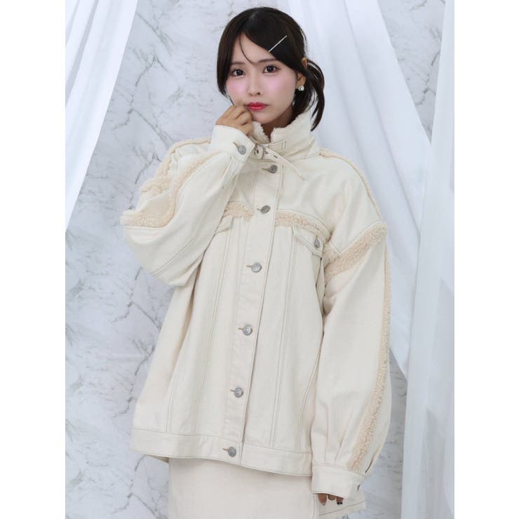 アイボリー | デニムフェイクファージャケット（セットアップ可能） | EATME