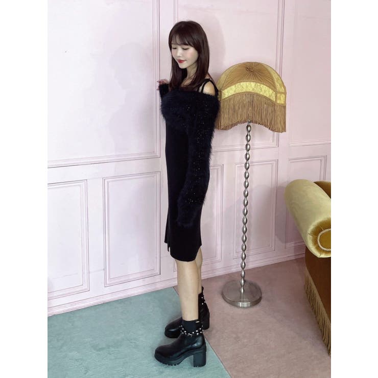 evelyn リボンボレロワンピース ブラック evelyn リボンボレロ