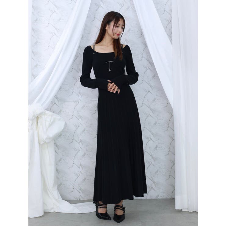 ブラック | ロゴチャームニットワンピース | EATME