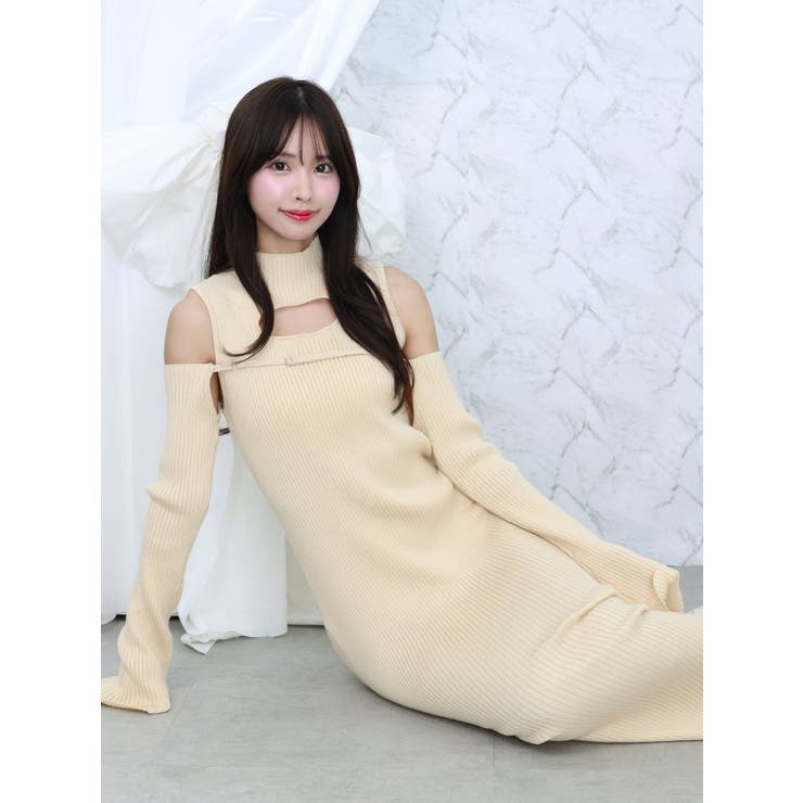 デコルテカットアウトニットワンピース | EATME | 詳細画像25 