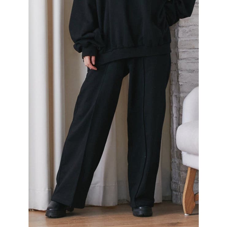 ブラック | スウェットワイドパンツ（セットアップ可能） | EATME