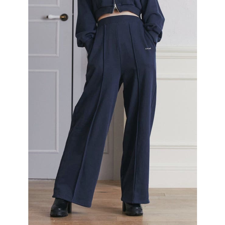 ネイビー | スウェットワイドパンツ（セットアップ可能） | EATME