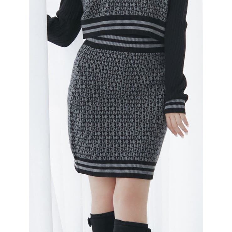 ブラック | EMロゴニットタイトスカート（セットアップ可能） | EATME