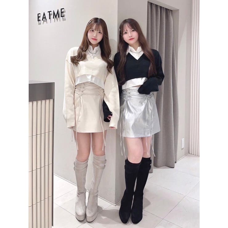 フェイクレザーレースアップミニスカート | EATME | 詳細画像32 