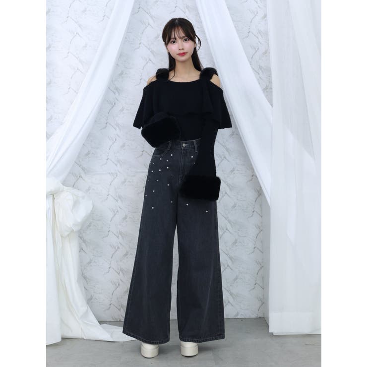 カットアウトストーン付ワイドデニムパンツ | EATME | 詳細画像18 